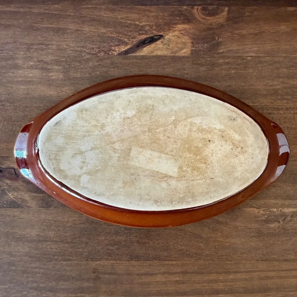 Brown Oval Serving Platters‎ Set of 2 Ceramic Oven To Table Bakeware